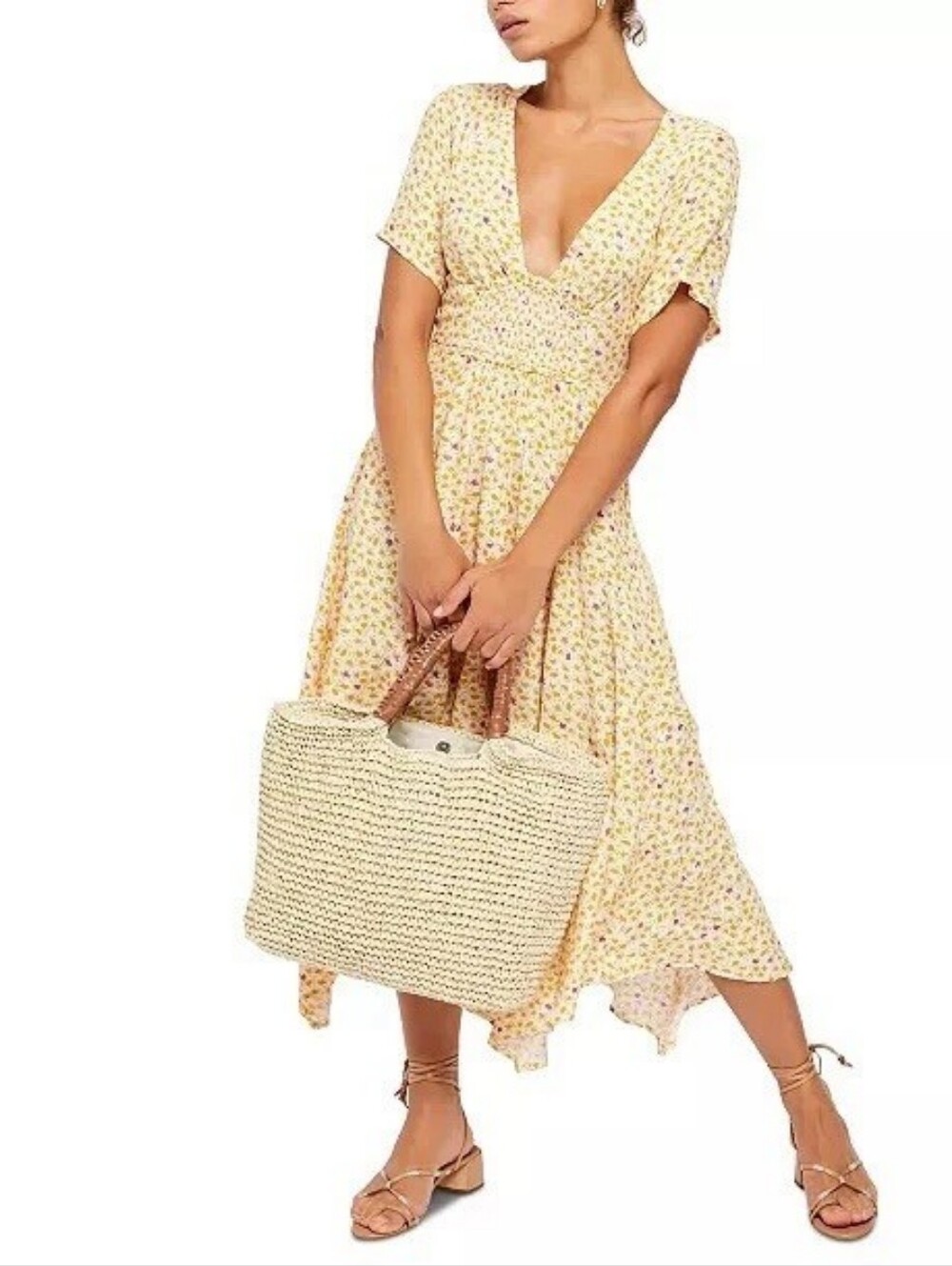 Free People In Full Bloom Yellow Midi Dress